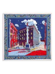 Шелковый квадратный шарф с принтом Palazzo FERRAGAMO, синий