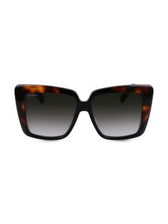 Семейные прямоугольные солнцезащитные очки в стиле колор-блок 55 мм FERRAGAMO, черный