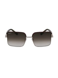 Прямоугольные солнцезащитные очки Gancini 60 мм FERRAGAMO, коричневый