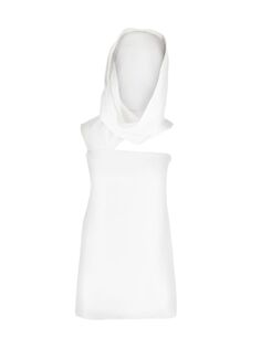 Мини-платье бандо с капюшоном FERRAGAMO, белый