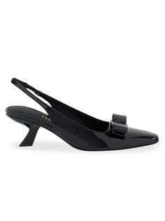 Туфли-лодочки Anz из лакированной кожи с ремешком на пятке FERRAGAMO, черный