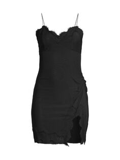 Сетчатое и кружевное мини-платье Fleur du Mal, черный