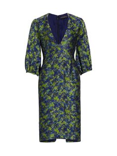 Жаккардовое платье с пышными рукавами The Blue&apos;s Frederick Anderson, зеленый