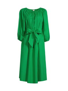 Хлопковое миди-платье Bliss с поясом Frances Valentine, зеленый