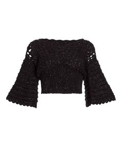 Женственный укороченный свитер крючком Frederick Anderson, черный