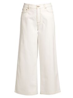 Укороченные широкие джинсы Sally с высокой посадкой Frances Valentine, белый