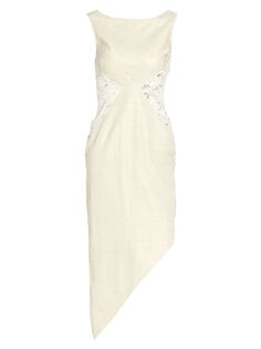 Платье миди Faille из твила и кружева со вставками Frederick Anderson