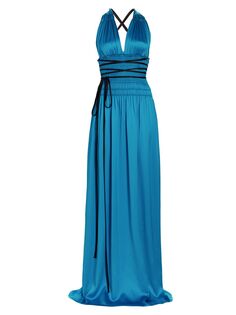 Шелковое платье Blue&apos;s с V-образным вырезом Frederick Anderson, синий