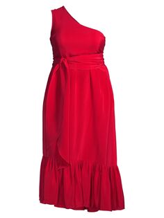 Платье миди на одно плечо с поясом Fiorella Gabriella Rossetti, красный