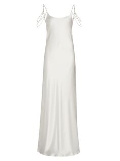 Платье-комбинация с пресноводным жемчугом и драпировкой Galvan, белый