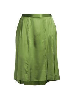 Шелковая юбка-миди Bellini из шармеза Gabriella Rossetti, зеленый