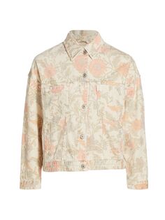 Опаловая джинсовая куртка с цветочным принтом Free People, слоновая кость