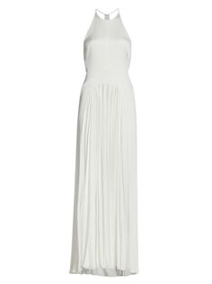 Платье из фактурного крепа Provence с вырезом халтер Galvan, белый
