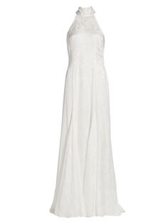 Платье трапециевидной формы из смесового шелка Maya Galvan, белый