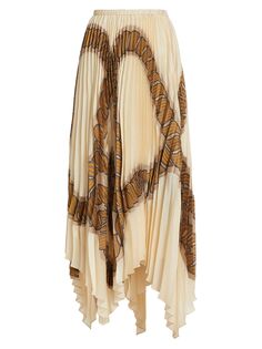 Плиссированная шелковая юбка-платок с веревочным принтом Lafayette 148 New York