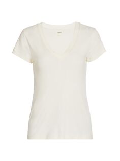 Хлопковая футболка Becca с V-образным вырезом L&apos;AGENCE, белый L'agence
