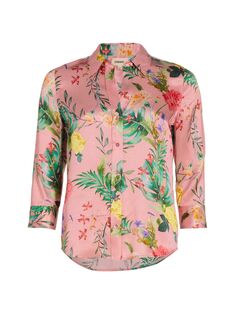 Шелковая блузка на пуговицах с цветочным принтом Dani L&apos;AGENCE, розовый L'agence