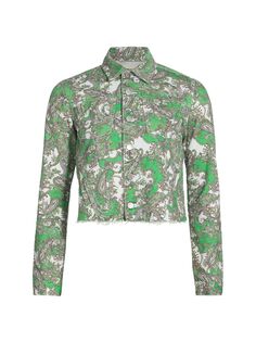 Укороченная джинсовая куртка Janice Paisley L&apos;AGENCE, зеленый L'agence