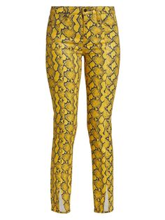 Брюки Jyothi с высокой посадкой и разрезом на щиколотке со змеиным принтом L&apos;AGENCE, желтый L'agence