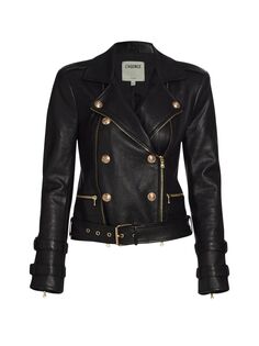 Кожаная куртка Billie с поясом L&apos;AGENCE, черный L'agence