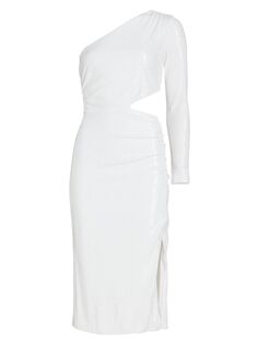Платье Christie с эффектом металлик на одно плечо L&apos;AGENCE, белый L'agence