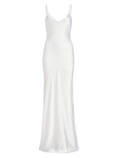 Шелковое платье-комбинация макси Serita L&apos;AGENCE, белый L'agence