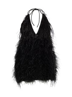 Мини-платье Solveig с перьями на бретелях LAMARQUE, черный