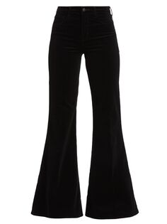 Бархатные расклешенные брюки Spencer с высокой посадкой L&apos;AGENCE L'agence
