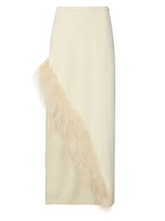Макси-юбка из крепа и перьев Pebble LAPOINTE, кремовый