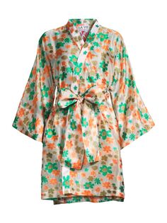 Мини-платье с запахом из органзы с цветочным принтом La Vie Style House, зеленый