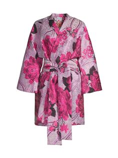 Парчовое мини-кимоно с запахом La Vie Style House, сиреневый