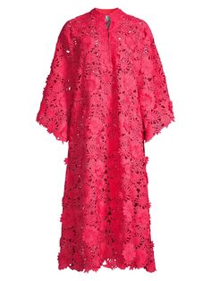 Платье макси-кафтан с кружевом и цветочным принтом La Vie Style House