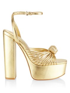 Кожаные сандалии Valerie на платформе с эффектом металлик Larroudé, золотой Larroude
