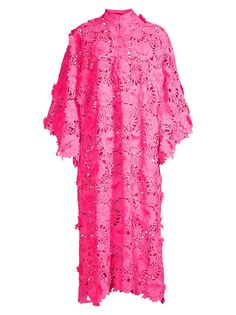 Кафтан миди из кружева с цветочным принтом 3D La Vie Style House, розовый