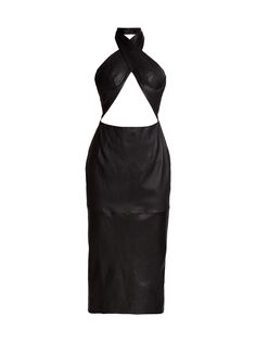 Платье с вырезом и вырезом халтер крест-накрест LaQuan Smith, черный