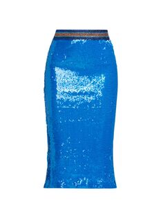 Юбка миди с вышивкой пайетками Liza Le Superbe, синий
