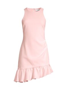 Асимметричное мини-платье Tina с оборками LIKELY, роза