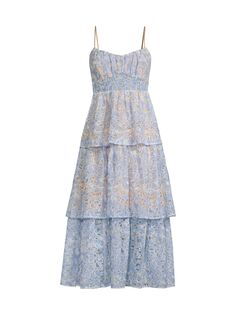Ярусное кружевное платье-миди Santos LIKELY, синий