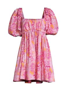 Мини-платье Martinique с пышными рукавами и цветочным принтом LIKELY, розовый