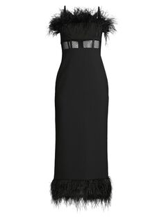 Платье миди с перьями Aubrey LIKELY, черный