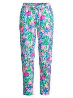 Трикотажные брюки Emora с цветочным принтом и кулиской Lilly Pulitzer, разноцветный