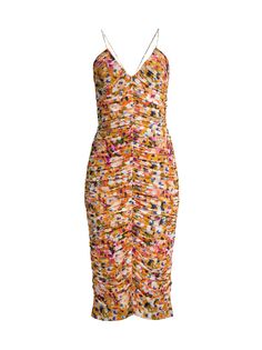 Присборенное платье с принтом и V-образным вырезом Liv Foster, оранжевый