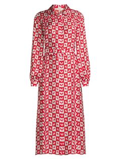 Клетчатое платье-рубашка с поясом Lisou, красный