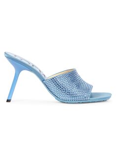 Кожаные туфли без задника Petal 90MM с кристаллами Loewe, синий