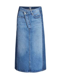Джинсовая юбка-миди Trompe L&apos;Oeil Loewe, синий