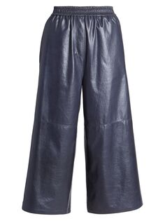 Укороченные кожаные брюки Loewe, синий
