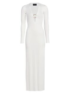 Макси-платье Helios с круглыми кольцами Louisa Ballou, белый