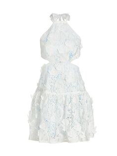 Кружевное мини-платье Bohima с цветочным принтом LoveShackFancy, синий