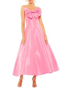 Коктейльное бальное платье без бретелек с бантом Mac Duggal, розовый