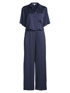 Шелковая пижама из двух частей Lunya, синий ЛУНЯ